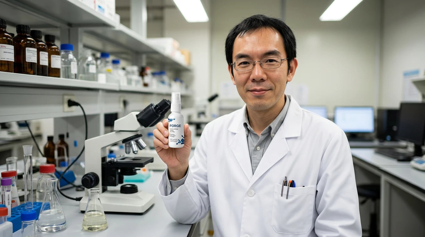 研究室でFORGEを手に持つ人物